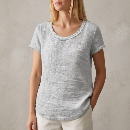 Relaxed Fit T-Shirt Cuffed Sleeves Rounded Hem