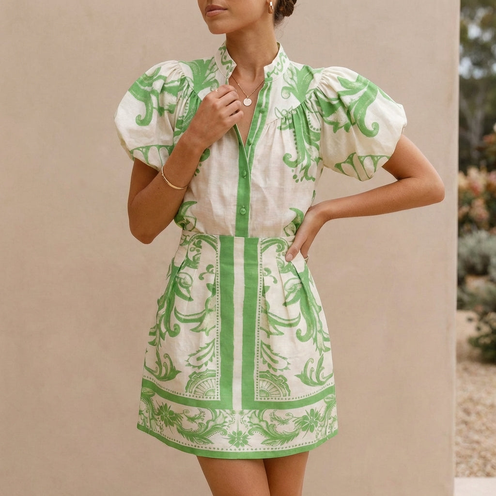 Women's Mini Dress Puff Sleeve A-Line Silhouette