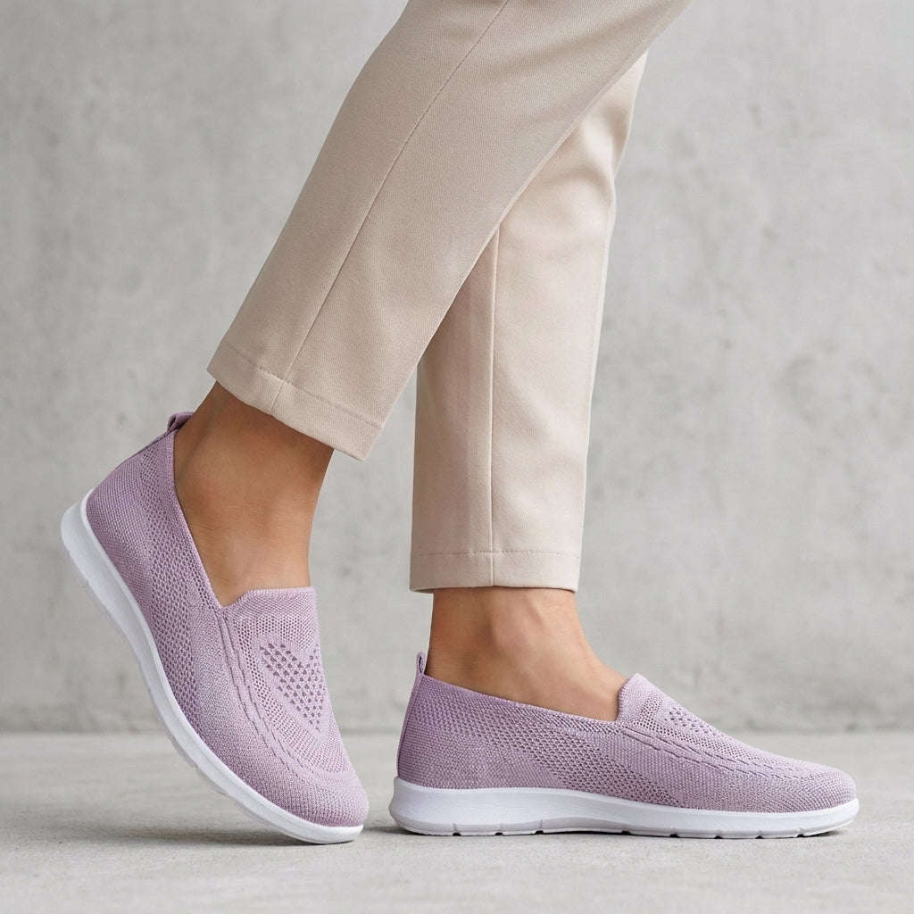 Slip-On Walking Shoes Knit Mesh Cushioned Comfort Fit