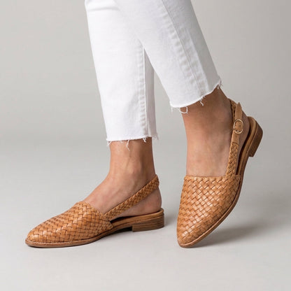 Vegan Leather Pointed Toe Slingback Flats