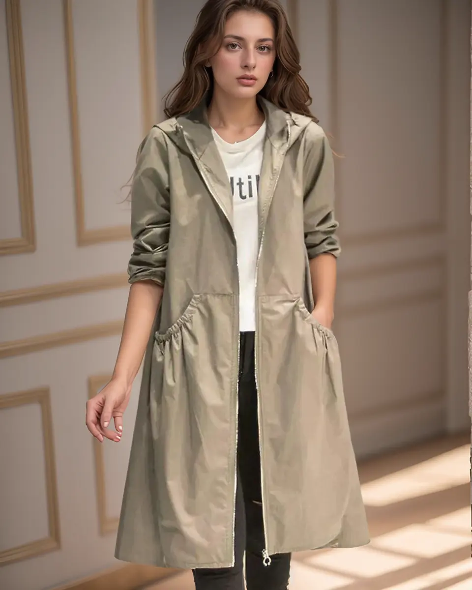 Long Waterproof Raincoat for Women – Stylish & Weather-Resistant-Caliboot