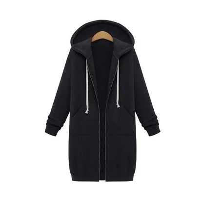 Women's Longline Zip Hoodie Cozy Fleece - Vonnera