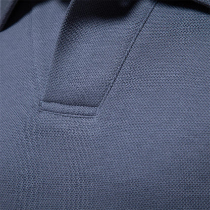 Men's Long Sleeve Polo Shirt Classic Collar Solid