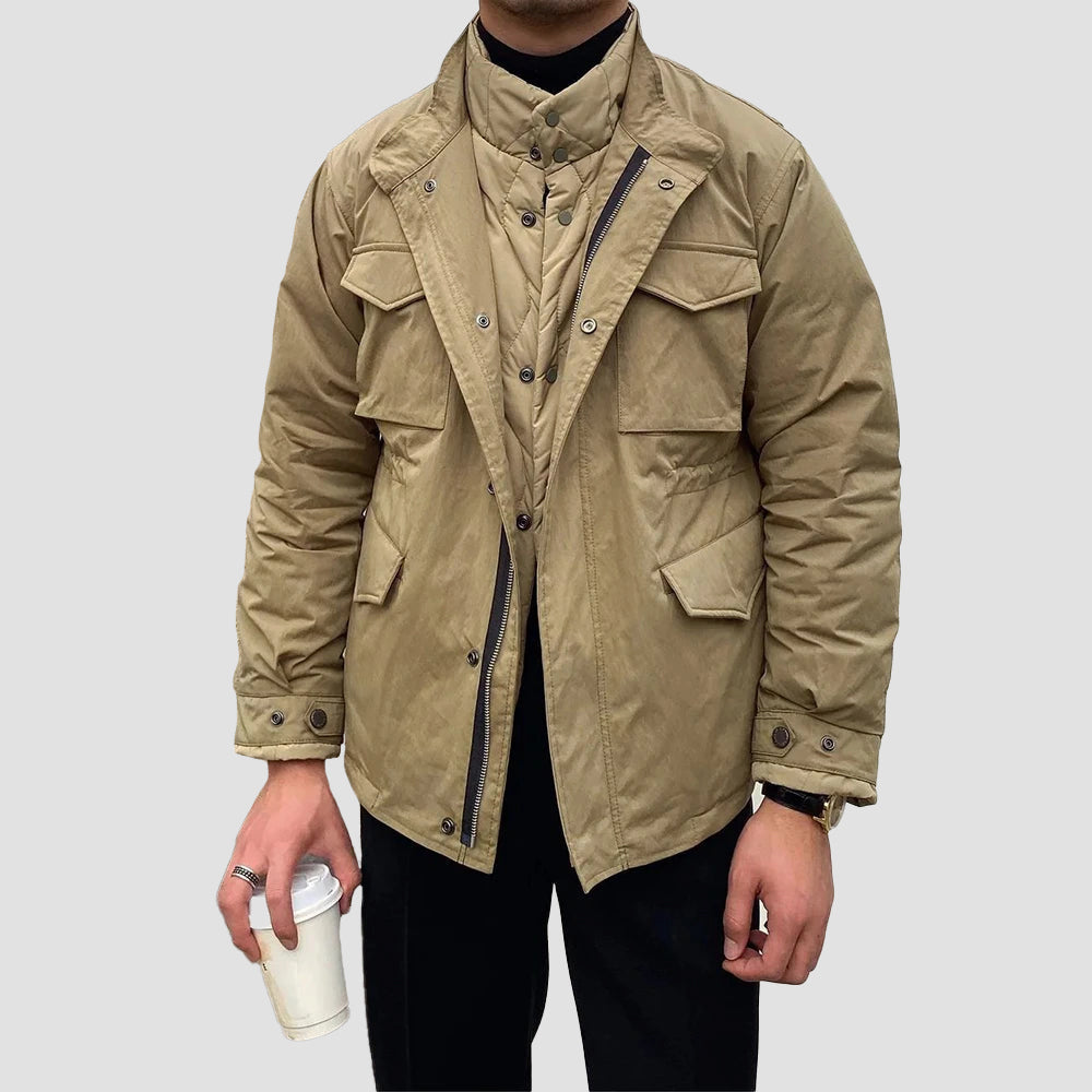 Lorenzo Vitali Men's Retro Work Jacket Vintage Cotton