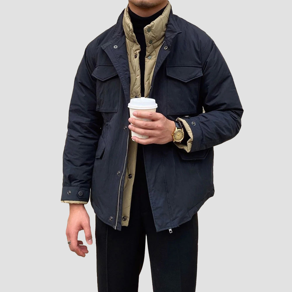 Lorenzo Vitali Men's Retro Work Jacket Vintage Cotton