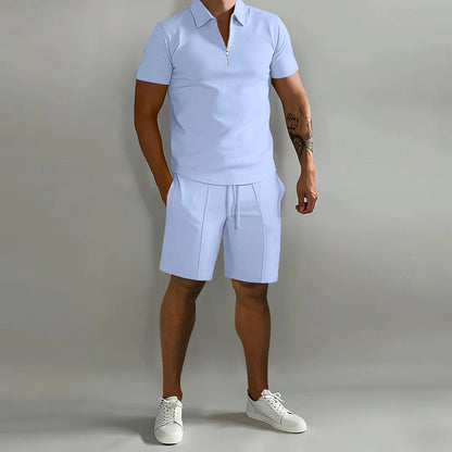 Men's Polo Shorts Set Two-Piece Zip