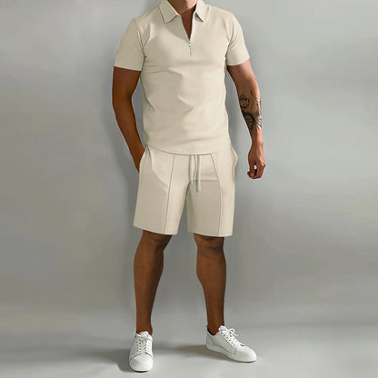 Men's Polo Shorts Set Two-Piece Zip