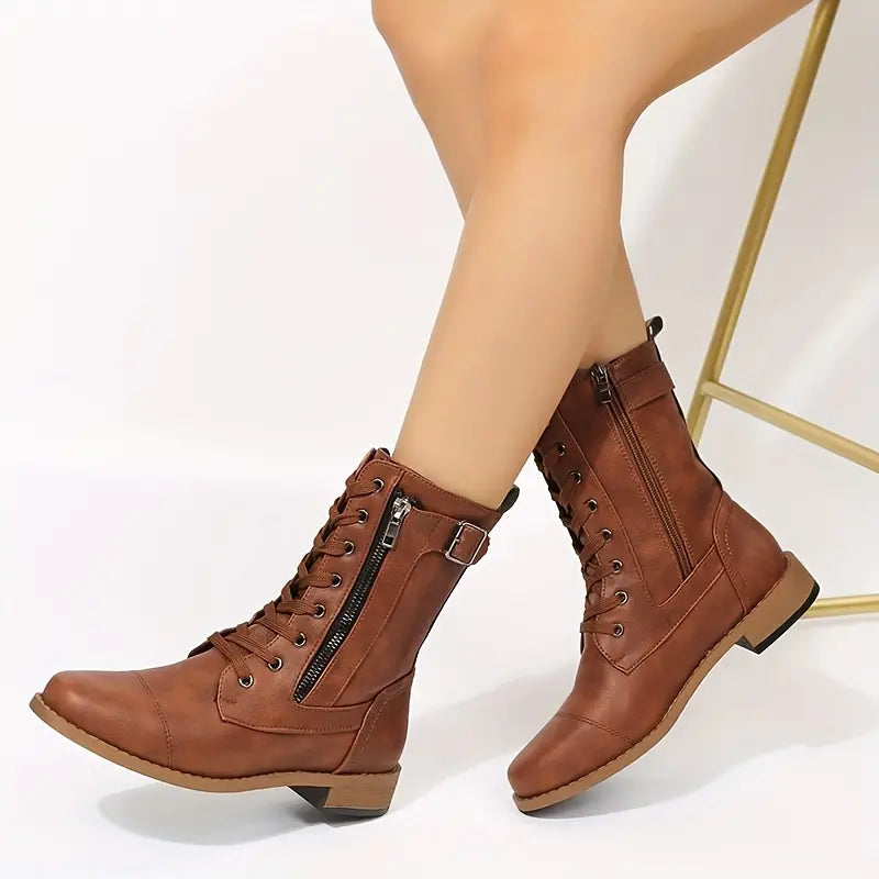 Women's Low Cut Lace Up Ankle Boots Comfortable - Vonnera