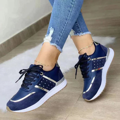 Women's Metallic Lace-Up Sneakers