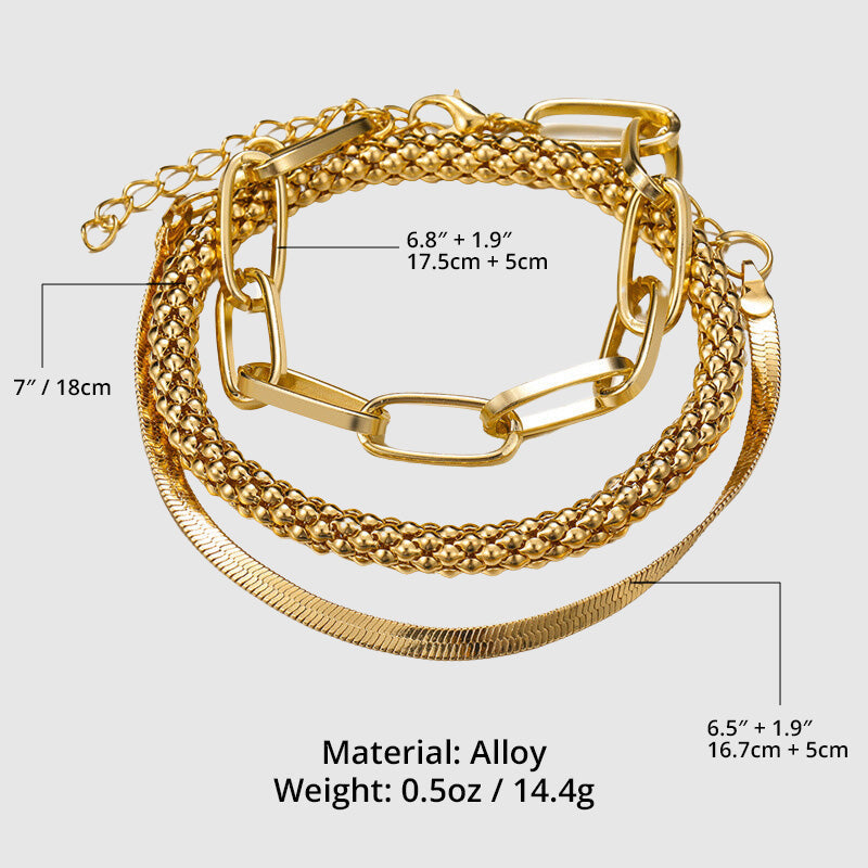 Women's Chain Bracelet Thick Link Stainless Steel Silver