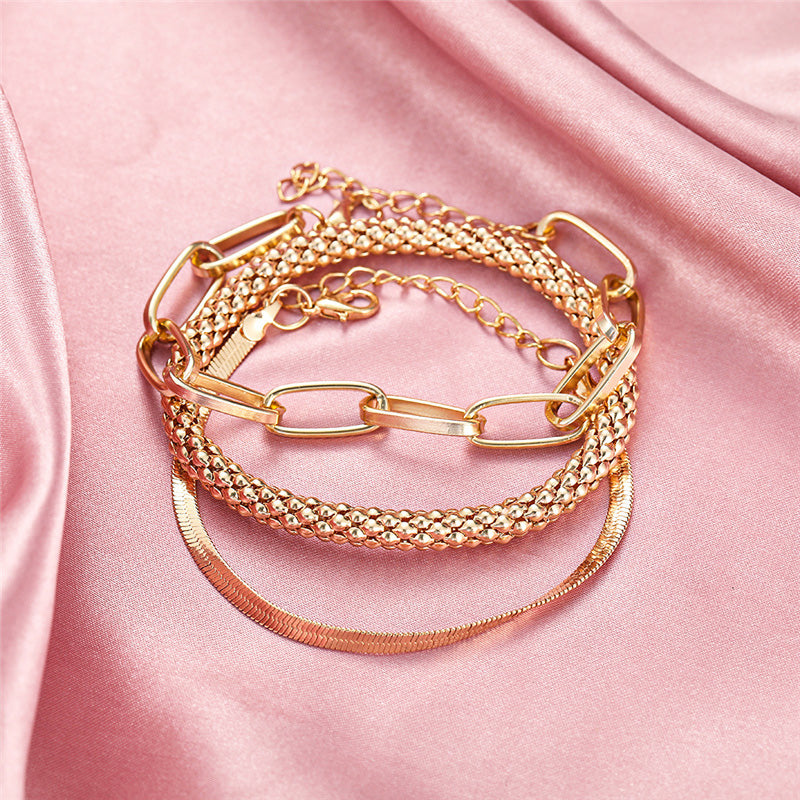 Women's Chain Bracelet Thick Link Stainless Steel Silver