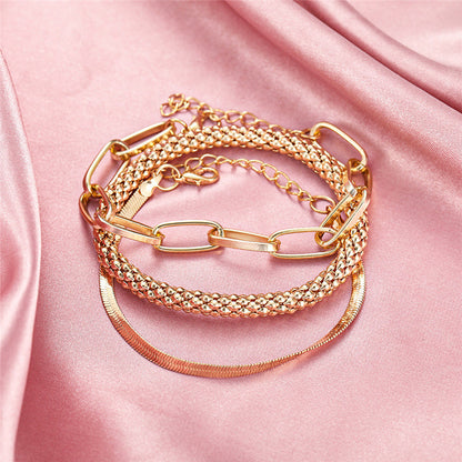 Women's Chain Bracelet Thick Link Stainless Steel Silver