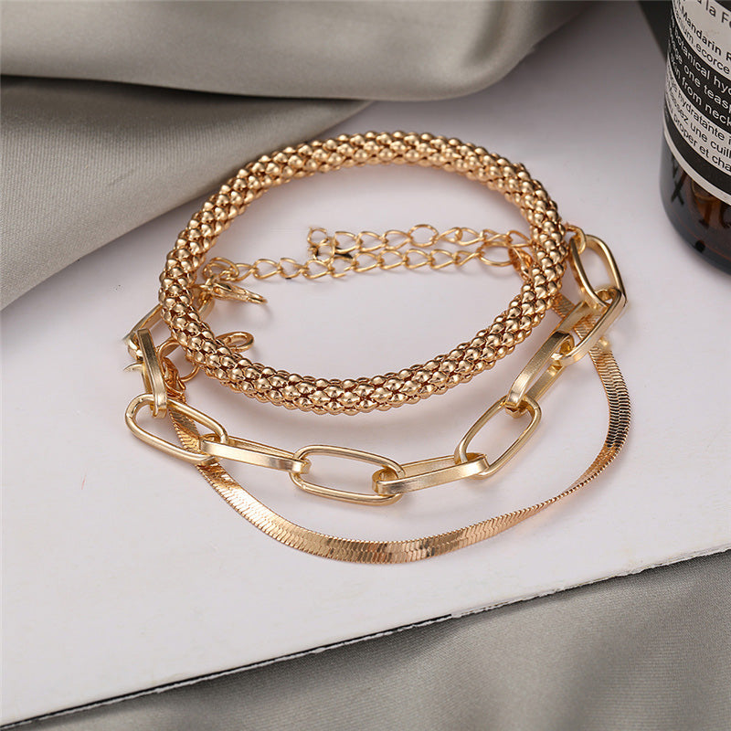 Women's Chain Bracelet Thick Link Stainless Steel Silver