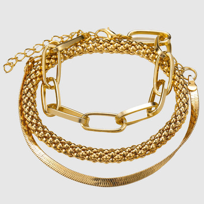 Women's Chain Bracelet Thick Link Stainless Steel Silver