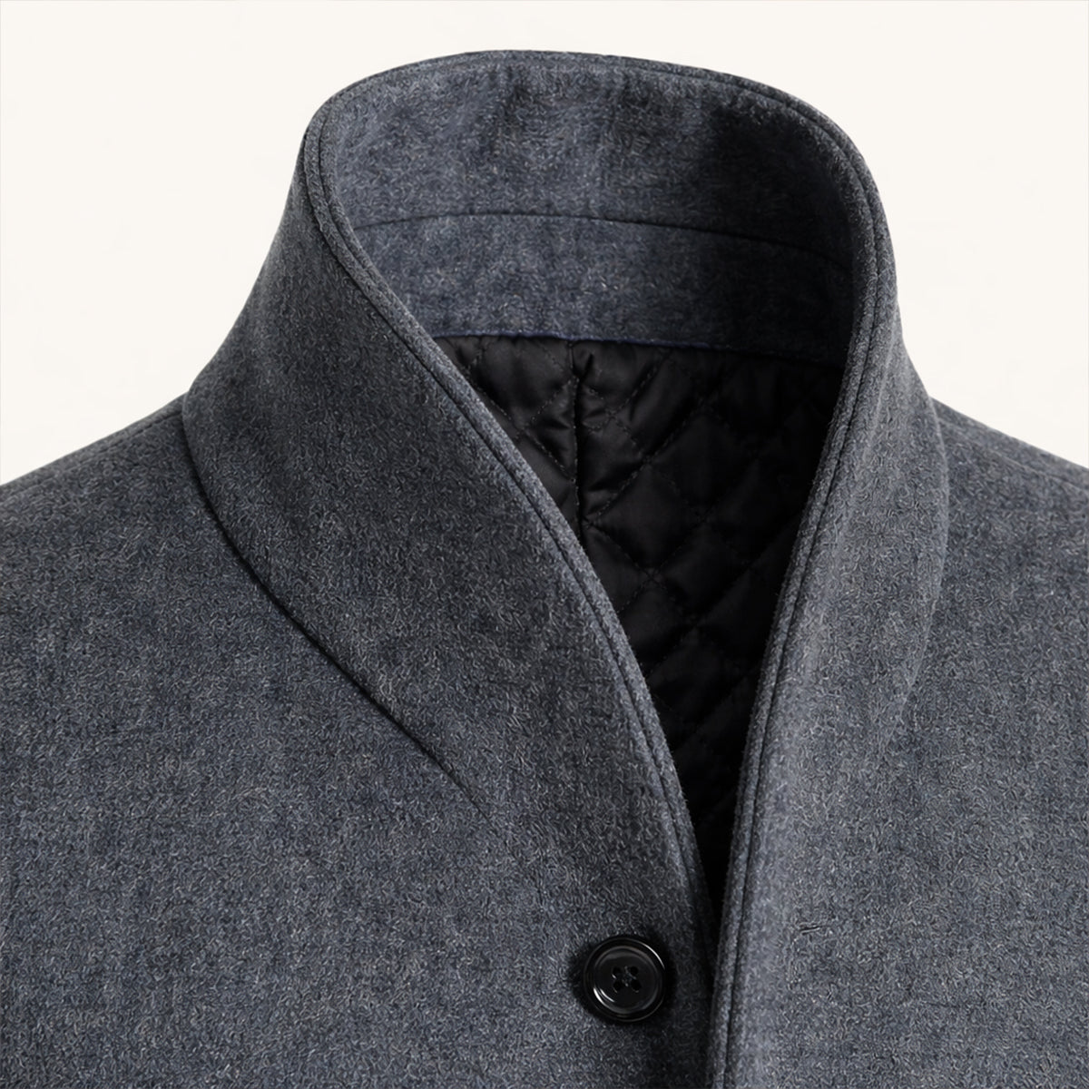 Men's Wool Blend Trench Coat Single Breasted Charcoal