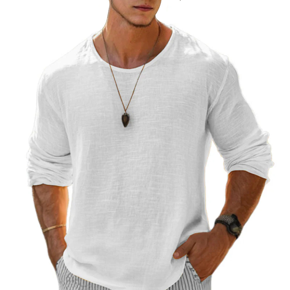 Men's Cotton Linen Long Sleeve Tee