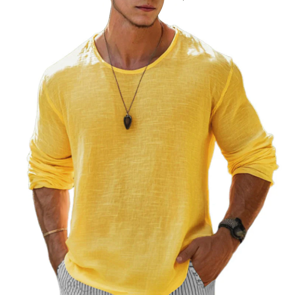 Men's Cotton Linen Long Sleeve Tee