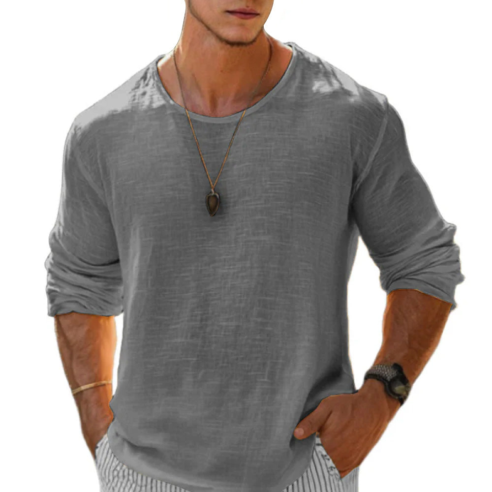 Men's Cotton Linen Long Sleeve Tee