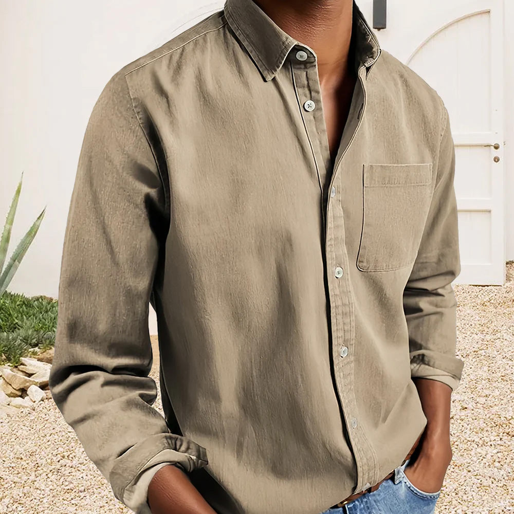 Men's Textured Cotton Dress Shirt