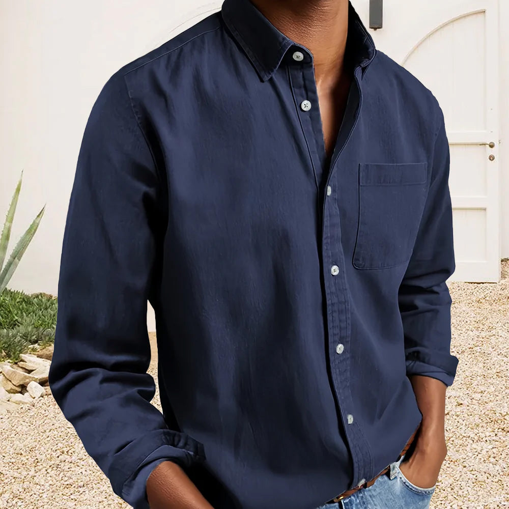 Men's Textured Cotton Dress Shirt
