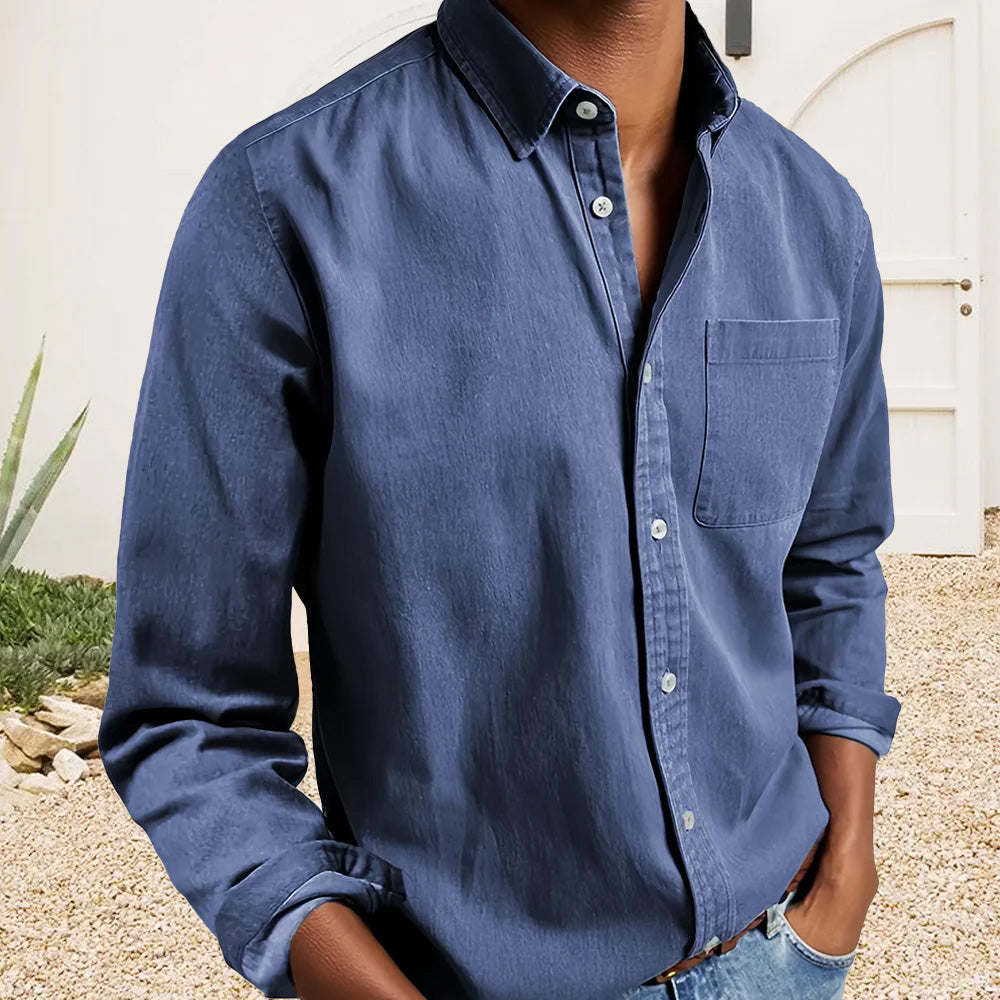 Men's Textured Cotton Dress Shirt