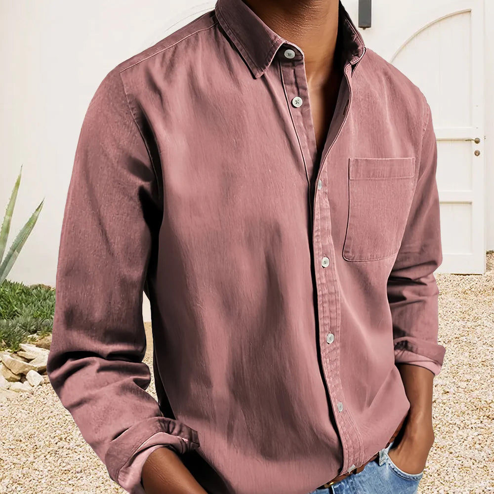 Men's Textured Cotton Dress Shirt
