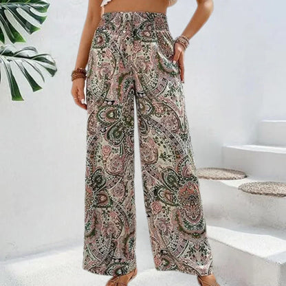 Women's Wide Leg Trousers Slanted Pockets Boho Style