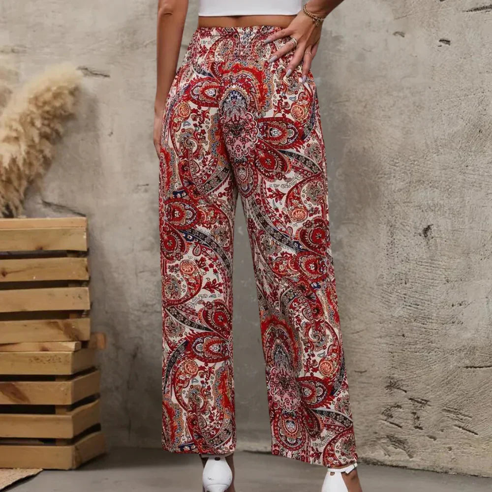 Women's Wide Leg Trousers Slanted Pockets Boho Style