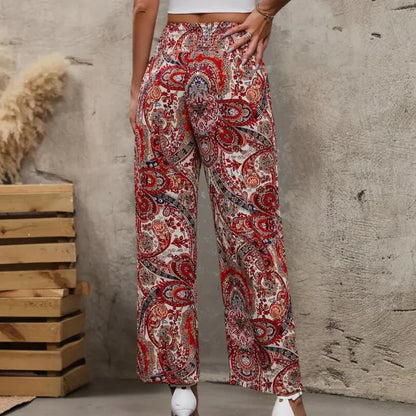 Women's Wide Leg Trousers Slanted Pockets Boho Style