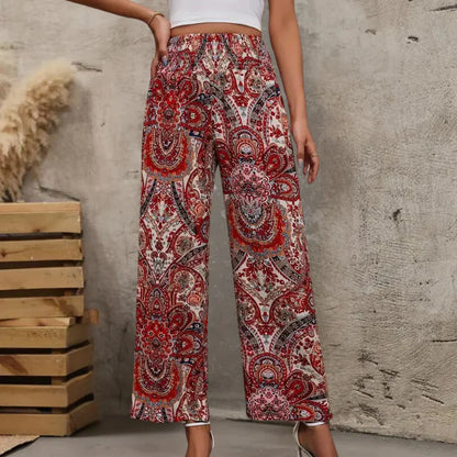 Women's Wide Leg Trousers Slanted Pockets Boho Style