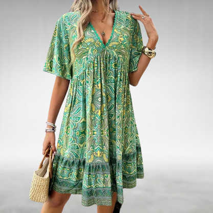 Women's Paisley Mini Dress Cotton Boho Style