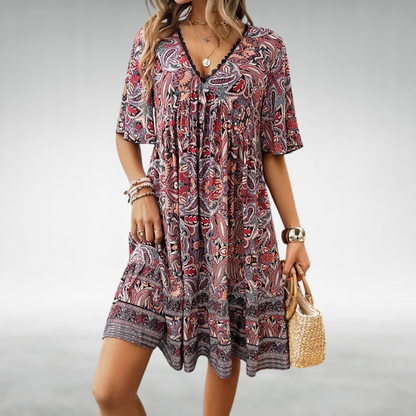 Women's Paisley Mini Dress Cotton Boho Style
