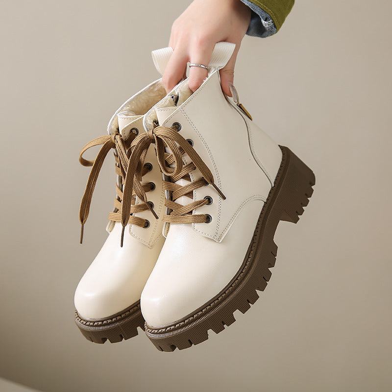 Women's Round Toe Boots Side Zipper