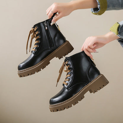 Women's Ankle Boots Side Zipper Lace Up