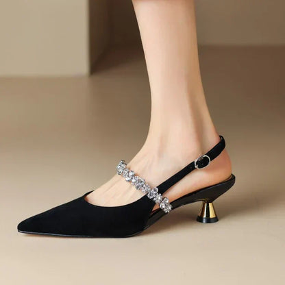 Seraphina Women's Pointed Toe Pumps Crystal Strap Heels