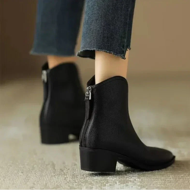 Women's Pointed Ankle Boots Slip On Heel