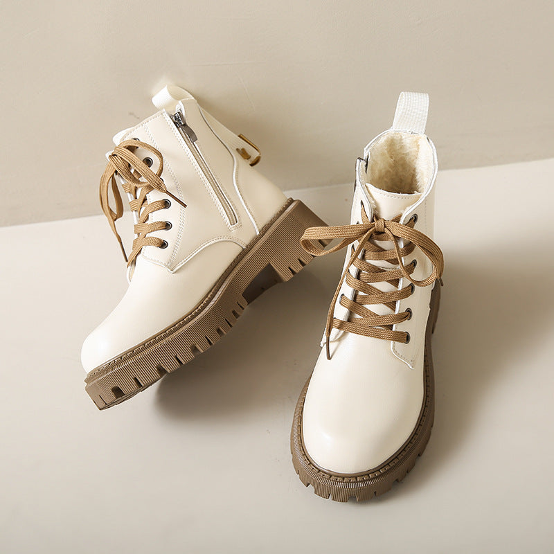 Women's Ankle Boots Side Zipper Lace Up