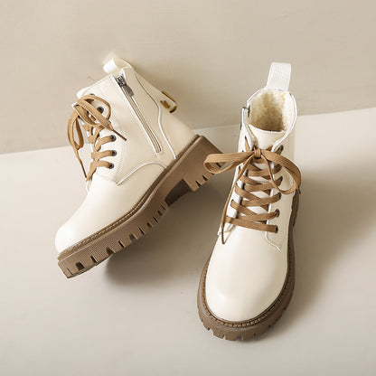 Women's Ankle Boots Side Zipper Lace Up