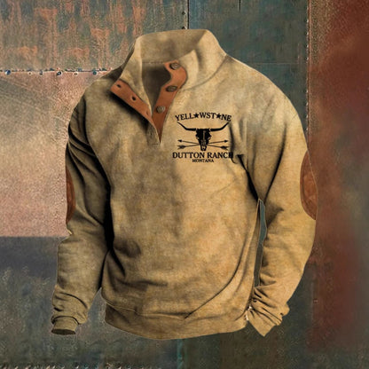 Men's Graphic Sweatshirt Button Neck - Vonnera