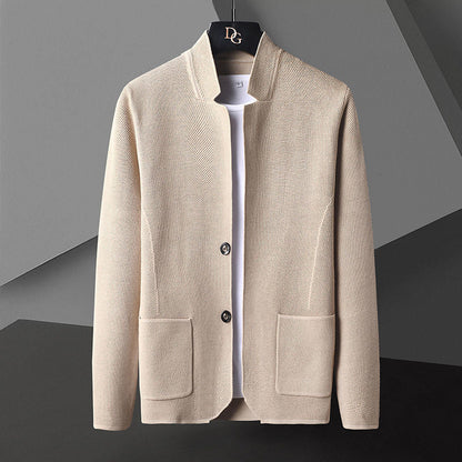 Men's Cardigan Button Front Pocket Design