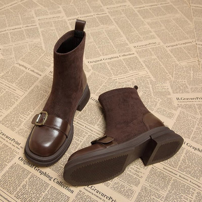 Women's Ankle Boots Chunky Buckle Detail - Vonnera