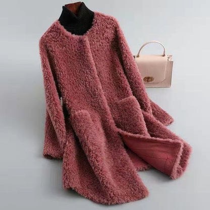 Women's Oversized Shaggy Knee-Length Coat - Vonnera