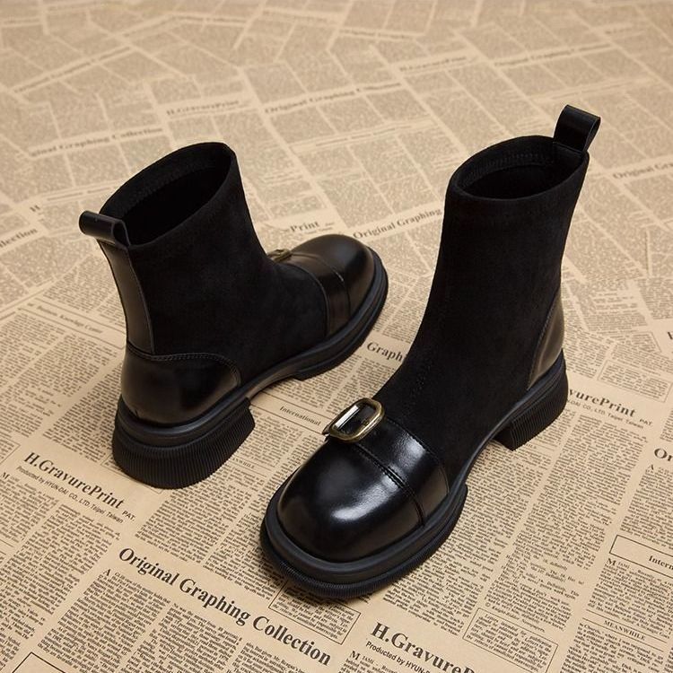 Women's Ankle Boots Chunky Buckle Detail