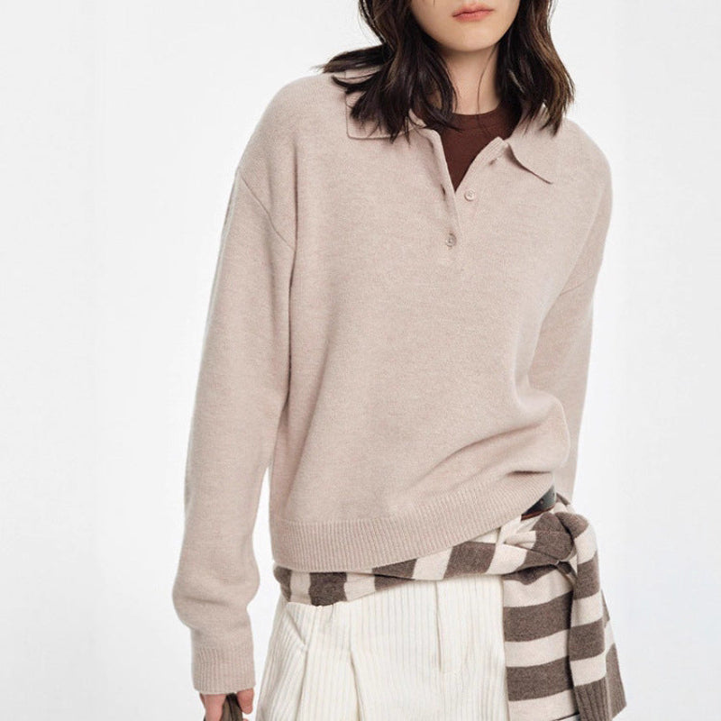 Women's Polo Sweater Relaxed Fit Cozy Casual - Vonnera