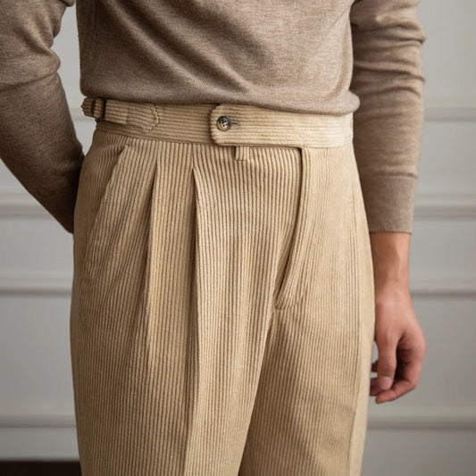 Men's Relaxed Fit Pleated Trousers Smart Casual - Vonnera