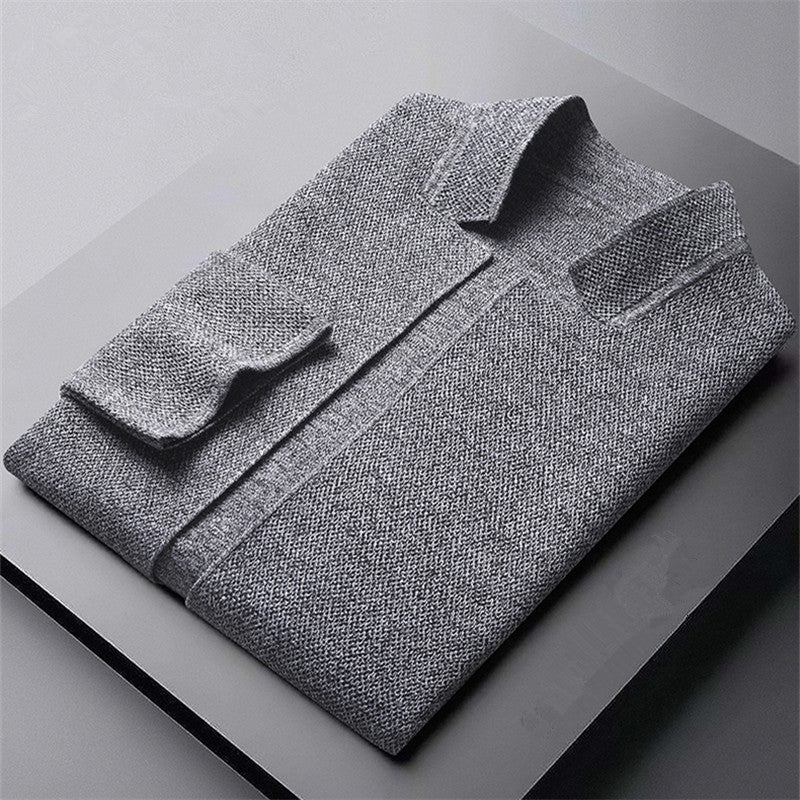 Men's Cardigan Button Front Pocket Design
