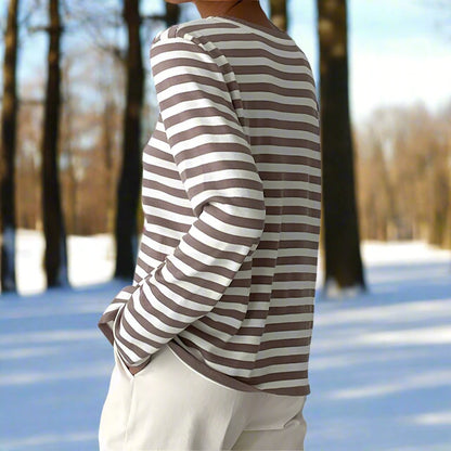Women's Striped Cotton Long Sleeve T-Shirt
