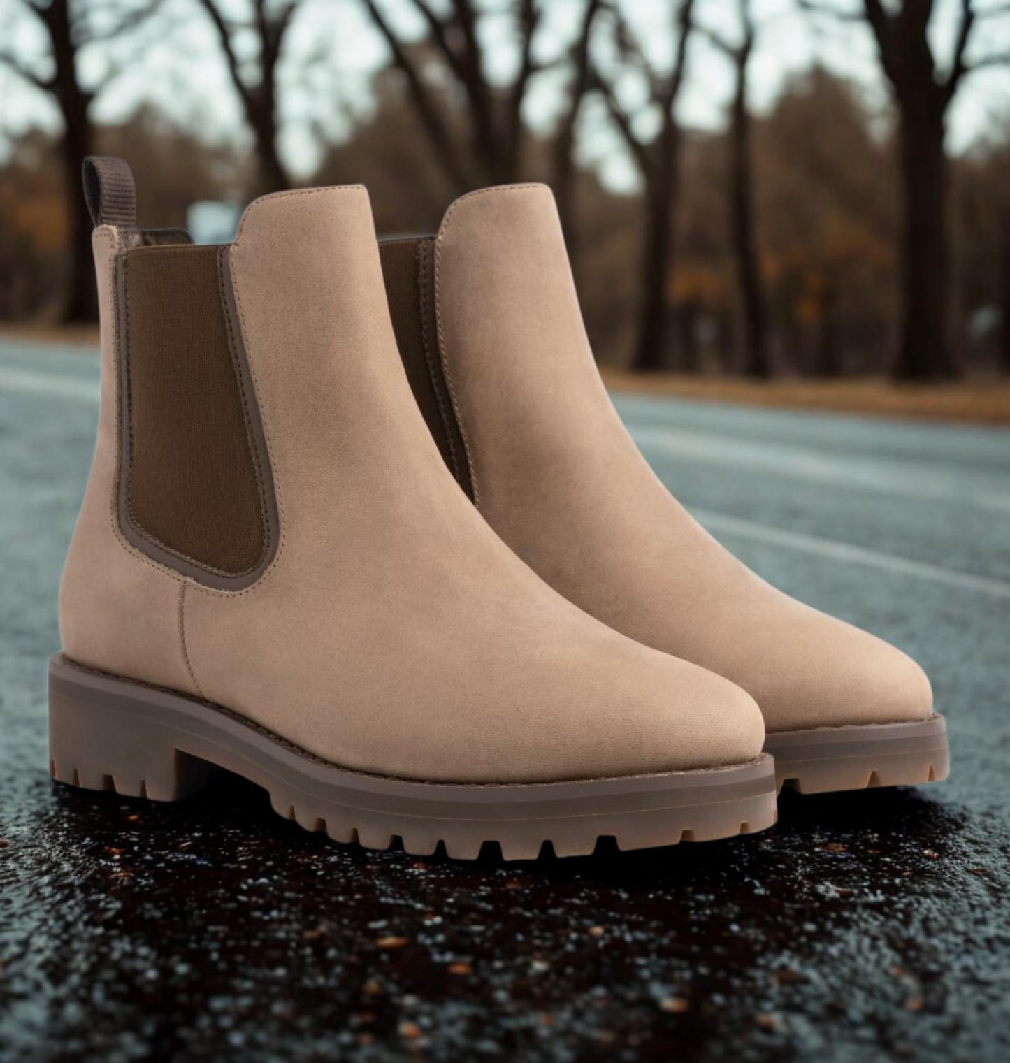 Women's Elastic Ankle Boots Lug Sole