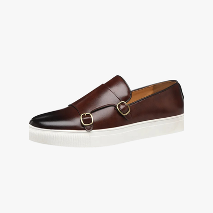 Men's Faux Leather Loafers Buckle Slip On Shoes - Vonnera