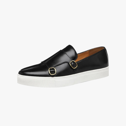 Men's Faux Leather Loafers Buckle Slip On Shoes